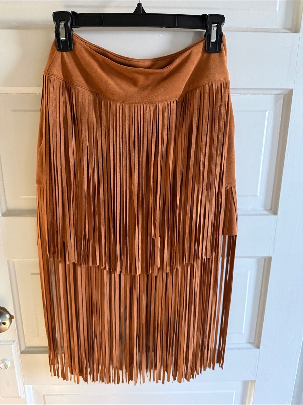 Blue Rain Rust Fringe Midi Skirt